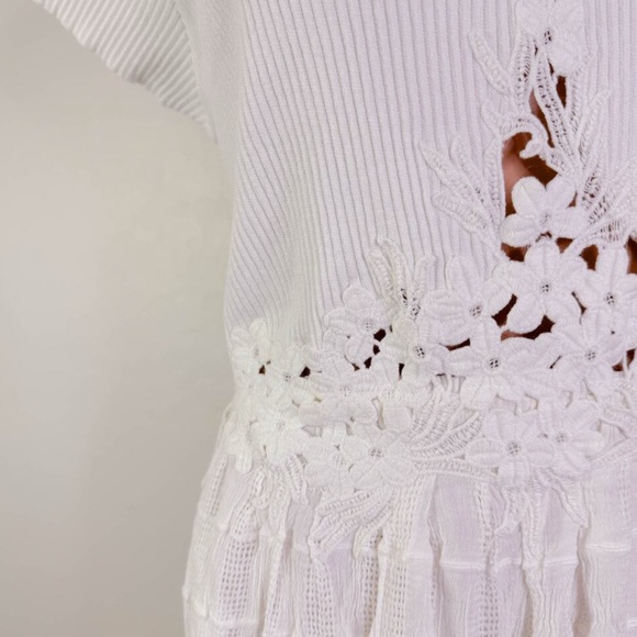 Free People Serenity Lace Back Jersey Cutout Backless Maxi Dress White XL NEW - Picture 3 of 4